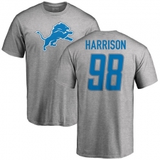 NFL Nike Detroit Lions #98 Damon Harrison Ash Name & Number Logo T-Shirt