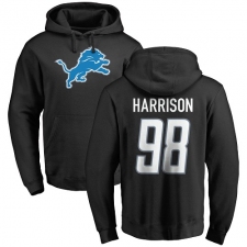 NFL Nike Detroit Lions #98 Damon Harrison Black Name & Number Logo Pullover Hoodie