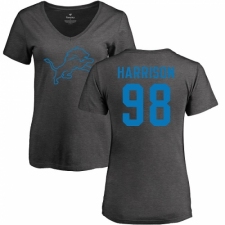 NFL Women's Nike Detroit Lions #98 Damon Harrison Ash One Color T-Shirt
