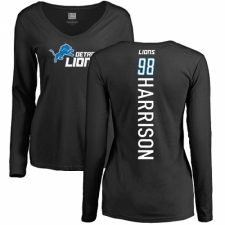 NFL Women's Nike Detroit Lions #98 Damon Harrison Black Backer Long Sleeve T-Shirt
