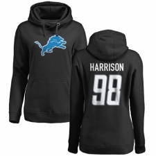 NFL Women's Nike Detroit Lions #98 Damon Harrison Black Name & Number Logo Pullover Hoodie