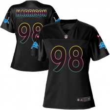 Women's Nike Detroit Lions #98 Damon Harrison Game Black Fashion NFL Jersey