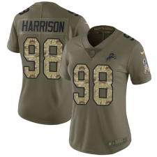 Women's Nike Detroit Lions #98 Damon Harrison Limited Olive Camo Salute to Service NFL Jersey