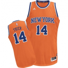 Men's Adidas New York Knicks #14 Allonzo Trier Swingman Orange Alternate NBA Jersey