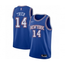 Men's New York Knicks #14 Allonzo Trier Authentic Blue Basketball Jersey - Statement Edition