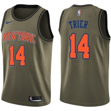 Men's Nike New York Knicks #14 Allonzo Trier Swingman Green Salute to Service NBA Jersey