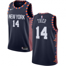 Men's Nike New York Knicks #14 Allonzo Trier Swingman Navy Blue NBA Jersey - 2018 19 City Edition