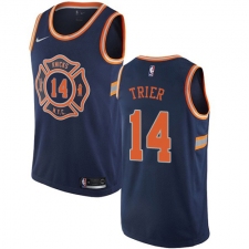 Men's Nike New York Knicks #14 Allonzo Trier Swingman Navy Blue NBA Jersey - City Edition