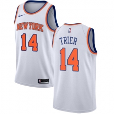 Men's Nike New York Knicks #14 Allonzo Trier Swingman White NBA Jersey - Association Edition