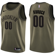 Men's Nike Brooklyn Nets #00 Rodions Kurucs Swingman Green Salute to Service NBA Jersey