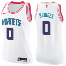 Women's Nike Charlotte Hornets #0 Miles Bridges Swingman White Pink Fashion NBA Jersey