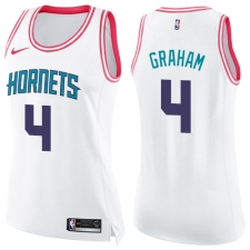 Women's Nike Charlotte Hornets #4 Devonte Graham Swingman White Pink Fashion NBA Jersey
