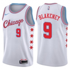 Men's Nike Chicago Bulls #9 Antonio Blakeney Swingman White NBA Jersey - City Edition
