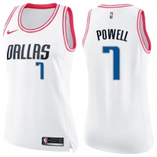 Women's Nike Dallas Mavericks #7 Dwight Powell Swingman White Pink Fashion NBA Jersey