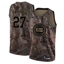 Men's Nike Detroit Pistons #27 Zaza Pachulia Swingman Camo Realtree Collection NBA Jersey