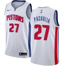 Men's Nike Detroit Pistons #27 Zaza Pachulia Swingman White NBA Jersey - Association Edition