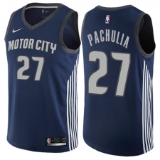Youth Nike Detroit Pistons #27 Zaza Pachulia Swingman Navy Blue NBA Jersey - City Edition