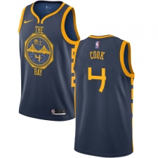 Men's Nike Golden State Warriors #4 Quinn Cook Swingman Navy Blue NBA Jersey - City Edition