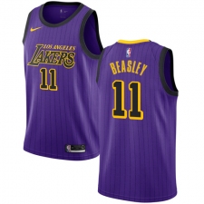 Men's Nike Los Angeles Lakers #11 Michael Beasley Swingman Purple NBA Jersey - City Edition