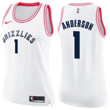 Women's Nike Memphis Grizzlies #1 Kyle Anderson Swingman White Pink Fashion NBA Jersey