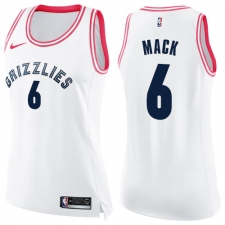 Women's Nike Memphis Grizzlies #6 Shelvin Mack Swingman White Pink Fashion NBA Jersey