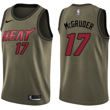 Men's Nike Miami Heat #17 Rodney McGruder Swingman Green Salute to Service NBA Jersey