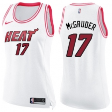 Women's Nike Miami Heat #17 Rodney McGruder Swingman White Pink Fashion NBA Jersey