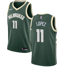 Men's Nike Milwaukee Bucks #11 Brook Lopez Swingman Green NBA Jersey - Icon Edition