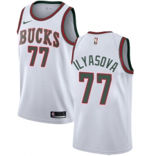 Men's Nike Milwaukee Bucks #77 Ersan Ilyasova Swingman White Fashion Hardwood Classics NBA Jersey