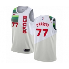 Men's Nike Milwaukee Bucks #77 Ersan Ilyasova White Swingman Jersey - Earned Edition