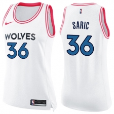Women's Nike Minnesota Timberwolves #36 Dario Saric Swingman White Pink Fashion NBA Jersey