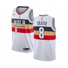 Women's Nike New Orleans Pelicans #8 Jahlil Okafor White Swingman Jersey - Earned Edition