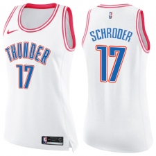 Women's Nike Oklahoma City Thunder #17 Dennis Schroder Swingman White Pink Fashion NBA Jersey