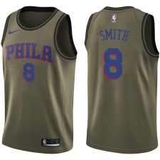 Men's Nike Philadelphia 76ers #8 Zhaire Smith Swingman Green Salute to Service NBA Jersey