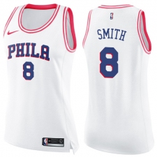 Women's Nike Philadelphia 76ers #8 Zhaire Smith Swingman White Pink Fashion NBA Jersey