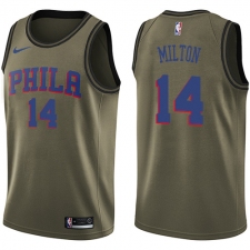 Men's Nike Philadelphia 76ers #14 Shake Milton Swingman Green Salute to Service NBA Jersey