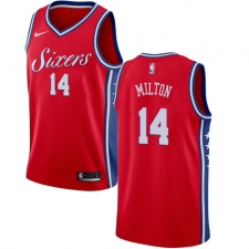 Men's Nike Philadelphia 76ers #14 Shake Milton Swingman Red NBA Jersey Statement Edition