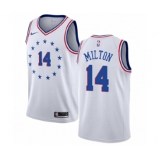 Men's Nike Philadelphia 76ers #14 Shake Milton White Swingman Jersey - Earned Edition