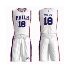 Men's Philadelphia 76ers #18 Shake Milton Swingman White Basketball Suit Jersey - Association Edition