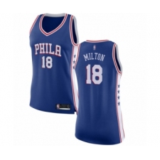 Women's Philadelphia 76ers #18 Shake Milton Swingman Blue Basketball Jersey - Icon Edition