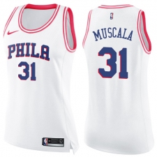 Women's Nike Philadelphia 76ers #31 Mike Muscala Swingman White Pink Fashion NBA Jersey