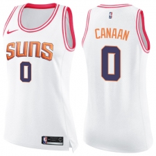 Women's Nike Phoenix Suns #0 Isaiah Canaan Swingman White Pink Fashion NBA Jersey