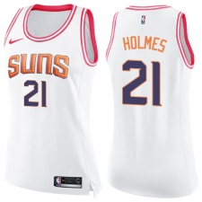 Women's Nike Phoenix Suns #21 Richaun Holmes Swingman White Pink Fashion NBA Jersey