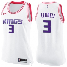 Women's Nike Sacramento Kings #3 Yogi Ferrell Swingman White Pink Fashion NBA Jersey