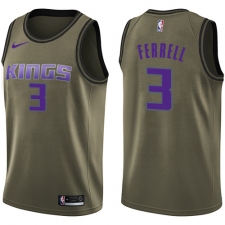 Youth Nike Sacramento Kings #3 Yogi Ferrell Swingman Green Salute to Service NBA Jersey