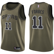 Men's Nike San Antonio Spurs #11 Bryn Forbes Swingman Green Salute to Service NBA Jersey