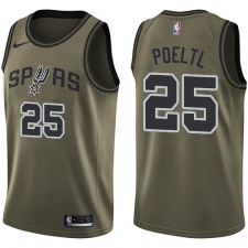 Men's Nike San Antonio Spurs #25 Jakob Poeltl Swingman Green Salute to Service NBA Jersey