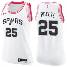 Women's Nike San Antonio Spurs #25 Jakob Poeltl Swingman White Pink Fashion NBA Jersey
