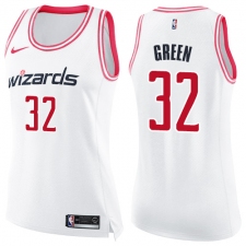 Women's Nike Washington Wizards #32 Jeff Green Swingman White Pink Fashion NBA Jersey