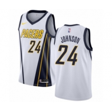 Men's Nike Indiana Pacers #24 Alize Johnson White Swingman Jersey - Earned Edition